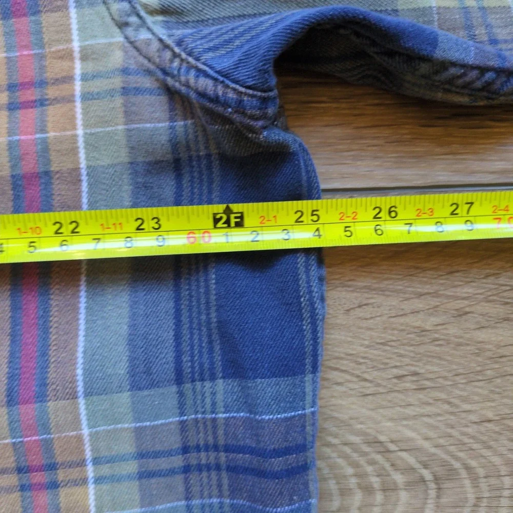 Vtg 90s Banana Republic Plaid Button Down Shirt Blue Green Tan Grunge Large